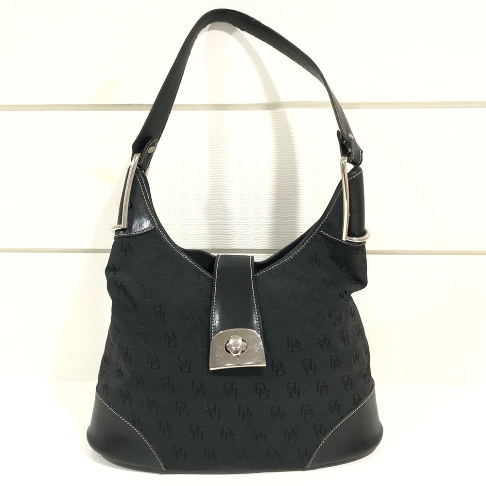Vintage Dooney & Bourke Black Signature Shadow Hobo GUC